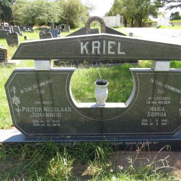 KRIEL Pieter Nicolaas Johannes 1940-2018 & Maria Sophia 1941-1991