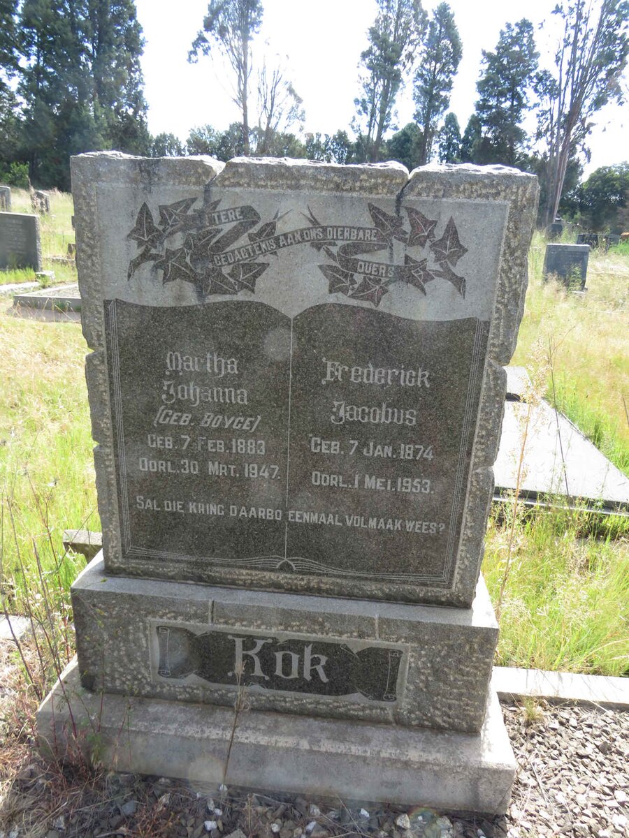 KOK Frederick Jacobus 1874-1953 & Martha Johanna BOYCE 1883-1947