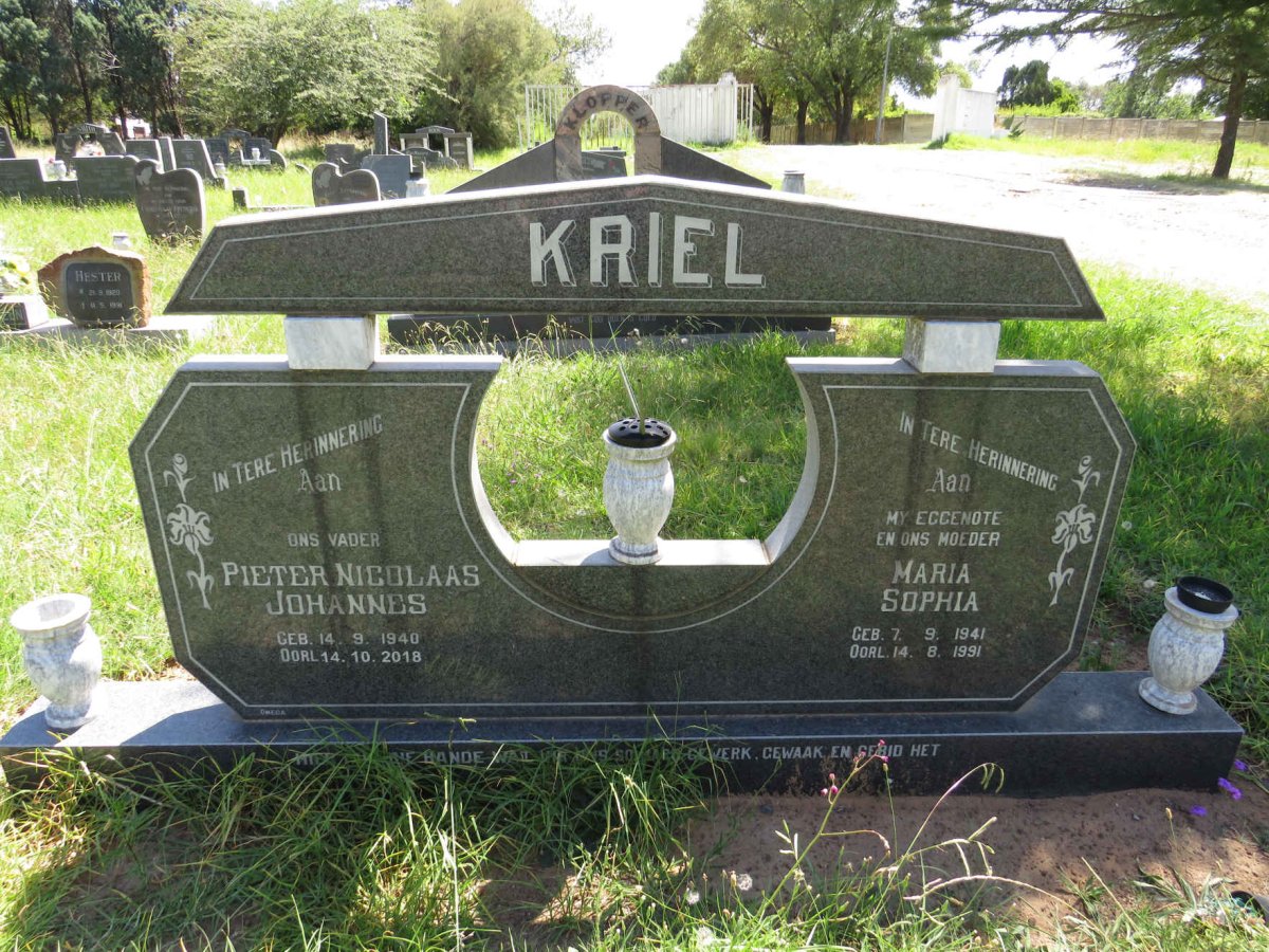 KRIEL Pieter Nicolaas Johannes 1940-2018 & Maria Sophia 1941-1991