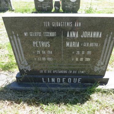 LINDEQUE Petrus 1914-1993 & Anna Johanna Maria BOTHA 1915-2004