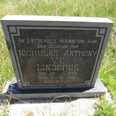 LINDEQUE Nicholas Anthony V.E. 1894-1982