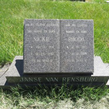 RENSBURG Nickie, Janse van 1914-1992 & Rhoda 1921-2008