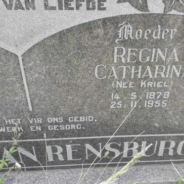 RENSBURG Johannes Frederick, Janse van 1878-1960 &amp; Regina Catharina KRIEL 1878-1955 _1