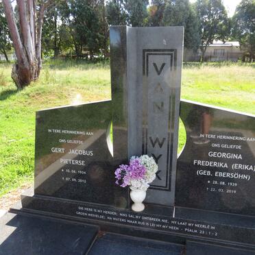 WYK Gert Jacobus Pieterse, van 1934-2012 & Georgina Frederika EBERSOHN 1939-2019