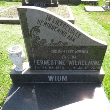 WIUM Ernestine Wilhelmine 1920-2000