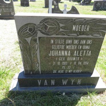WYK Johanna Aletta, van nee BRUWER 1903-1994