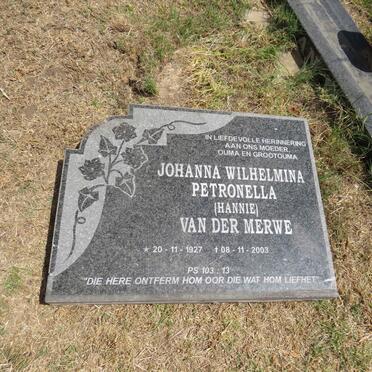 WYK Johanna Wilhelmina Petronella, van , VAN DER MERWE  1927-2003 _1