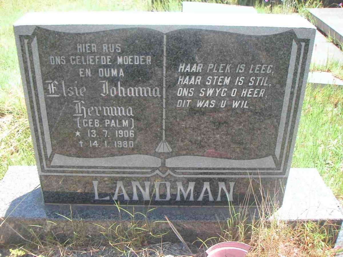 LANDMAN Elsie Johanna nee PALM 1906-1980