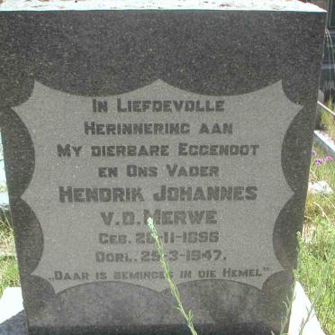 MERWE Hendrik Johannes, van der 1896-1947