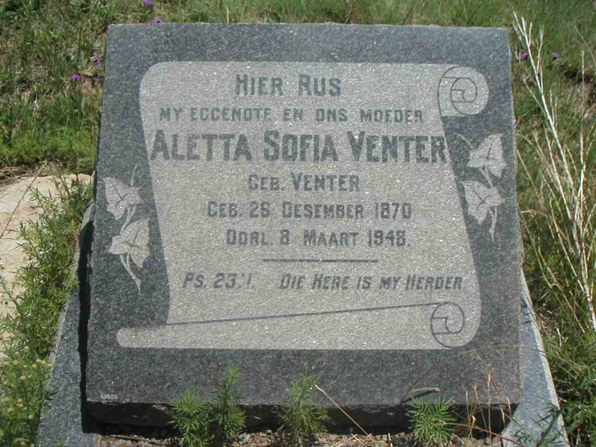 VENTER Aletta Sofia nee VENTER 1870-1948