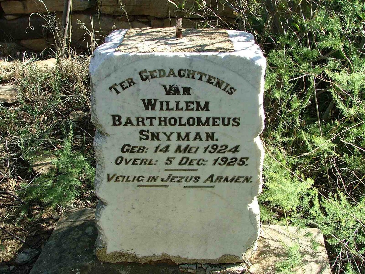 SNYMAN Willem Bartholomeus 1924-1925