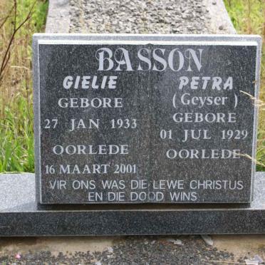 BASSON Gielie 1933-2001 &amp; Petra GEYSER 1929-