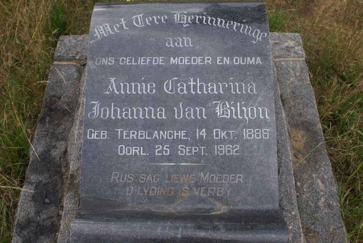 BILJON Annie Catharina Johanna, van nee TERBLANCHE 1886-1962