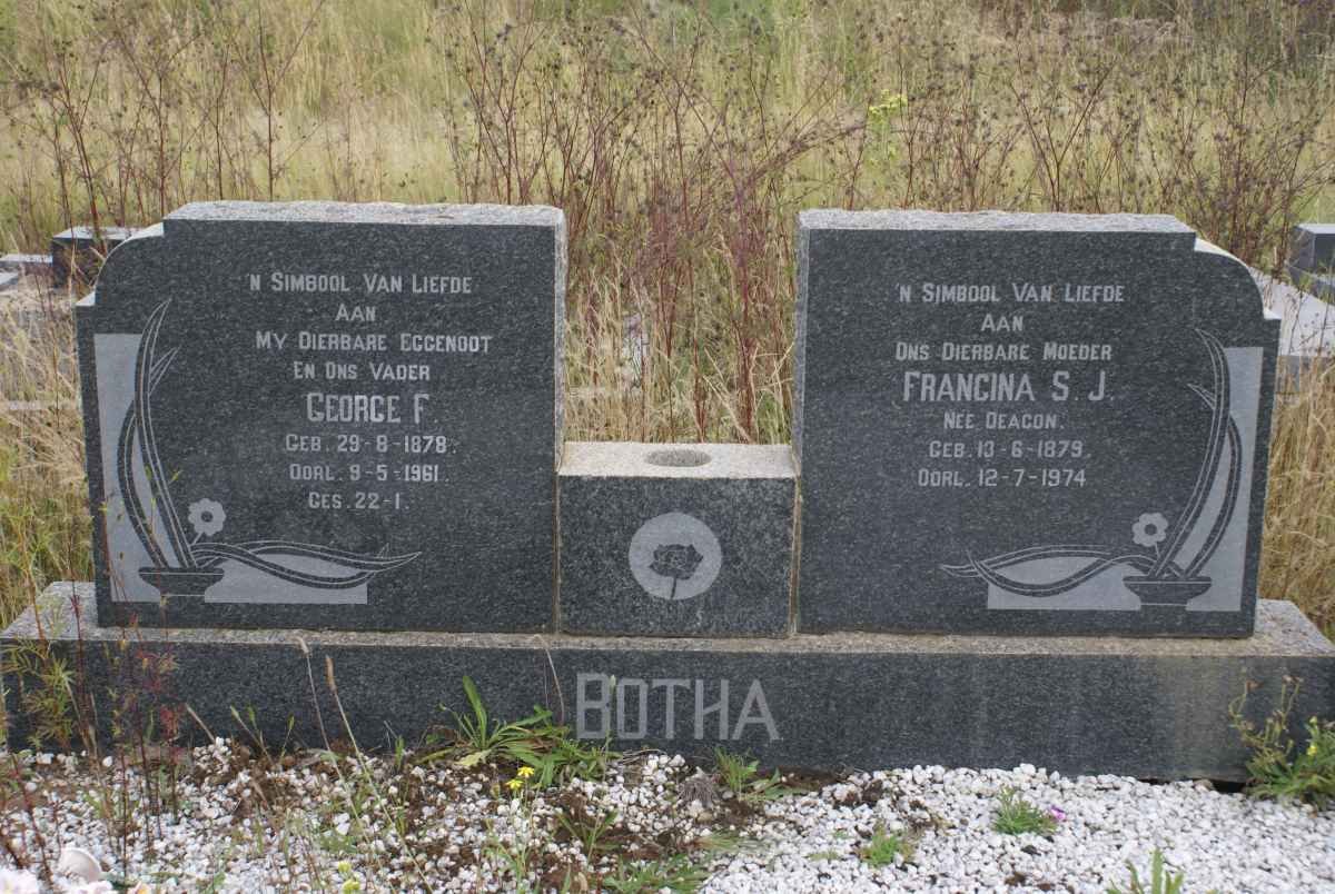 BOTHA George F. 1878-1961 &amp; Francina S.J. DEACON 1897-1974