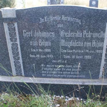 BILJON Gert Johannes, van 1886-1943 &amp; Frederika Petronella Magdalena VAN PLETSEN 1890-1955