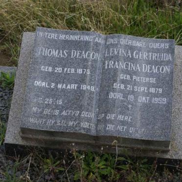 DEACON Thomas 1875-1949 &amp; Levina Gertruida Francina PIETERSE 1879-1959