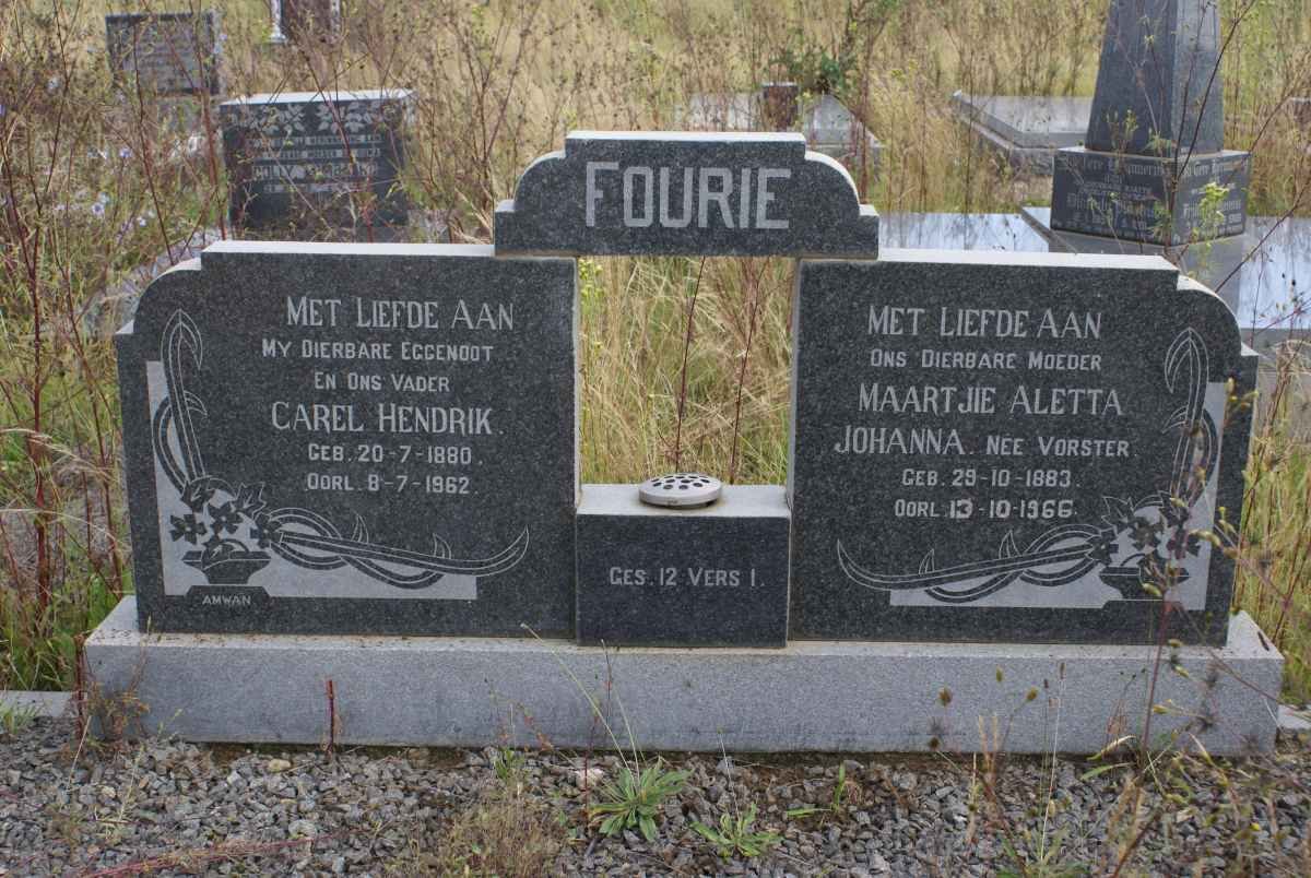 FOURIE Carel Hendrik 1880-1962 &amp; Maartjie Aletta Johanna VORSTER 1883-1966