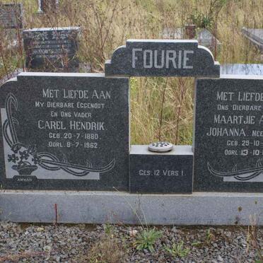 FOURIE Carel Hendrik 1880-1962 &amp; Maartjie Aletta Johanna VORSTER 1883-1966