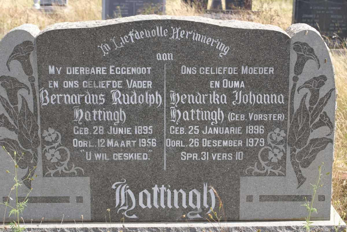 HATTINGH Bernardus Rudolph 1895-1956 &amp; Hendrika Johanna VORSTER 1896-1979