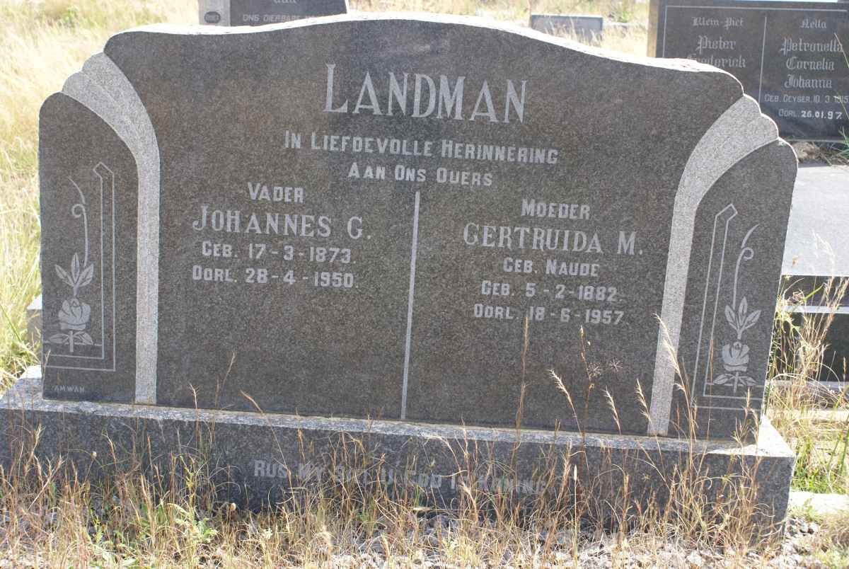 LANDMAN Johannes G. 1873-1950 &amp; Gertruida M. NAUDE 1882-1957
