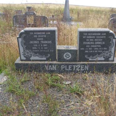 PLETZEN Jacobus Francois, van 1907-1951 &amp; Francina Cornelia SWANEPOEL 1912-1961