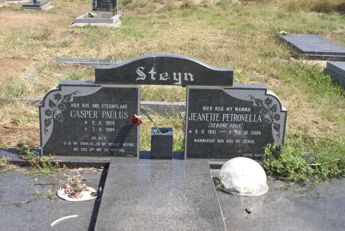 STEYN Casper Paulus 1928-1984 &amp; Jeanette Petronella ROUX 1931-2004