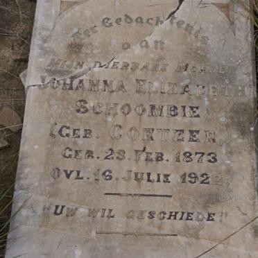 SCHOOMBIE Johanna Elizabeth nee COETZER 1873-1922