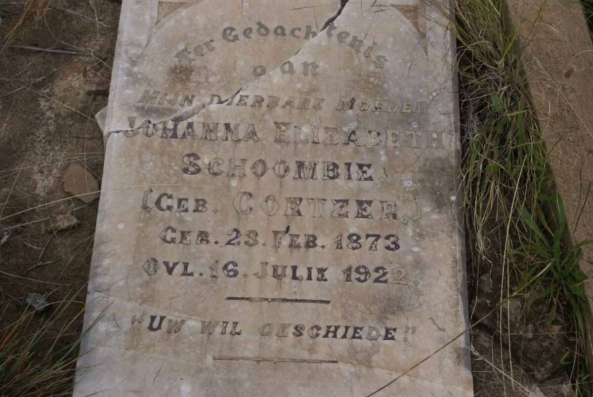 SCHOOMBIE Johanna Elizabeth nee COETZER 1873-1922