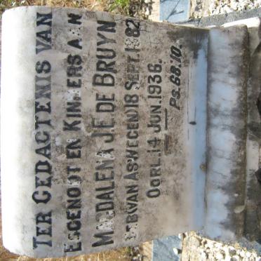 BRUYN Magdalena J.E., de nee van ASWEGEN 1882-1936