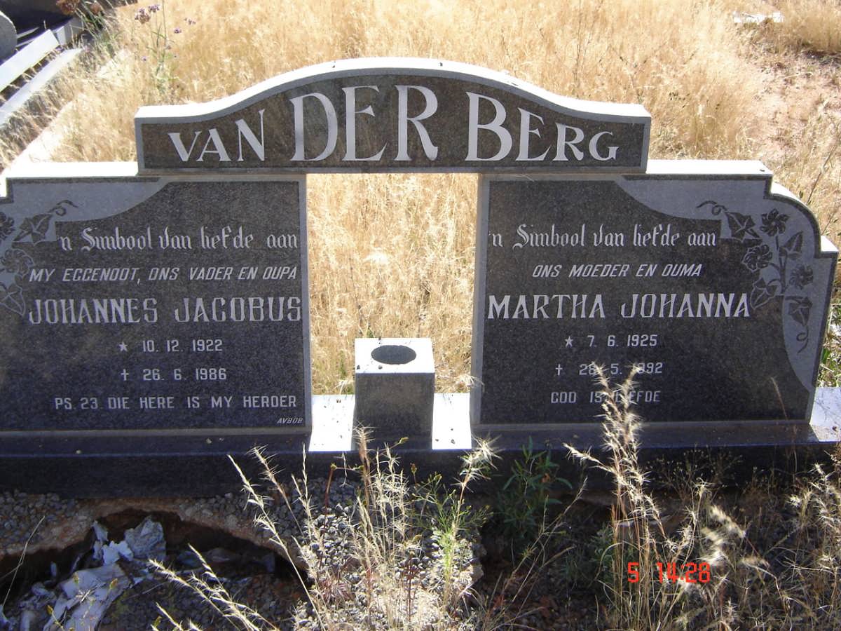 BERG Johannes Jacobus, van der 1922-1986 &amp; Martha Johanna 1925-1992