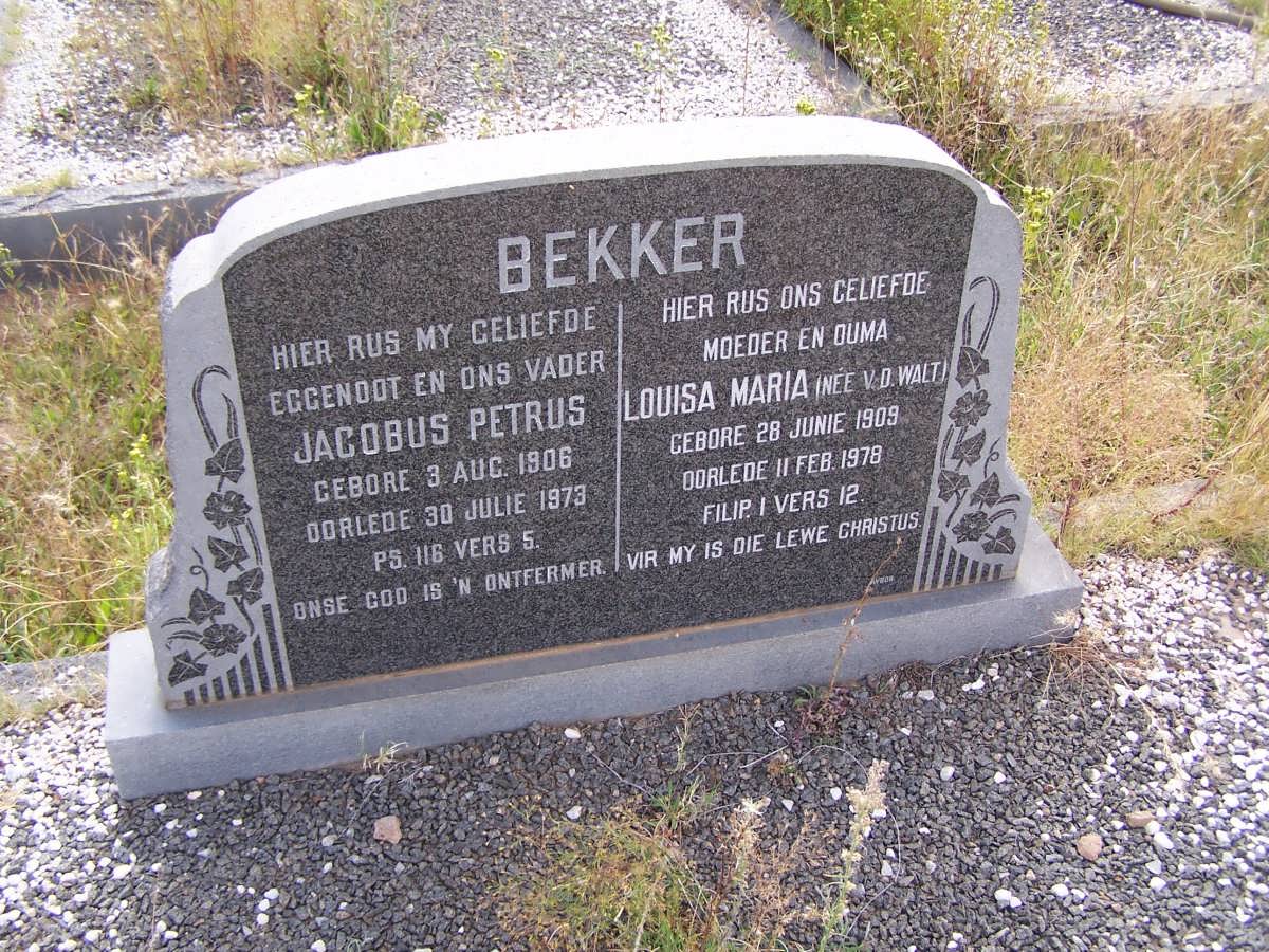 BEKKER Jacobus Petrus 1906-1973 &amp; Louisa Maria v.d. WALT 1909-1978