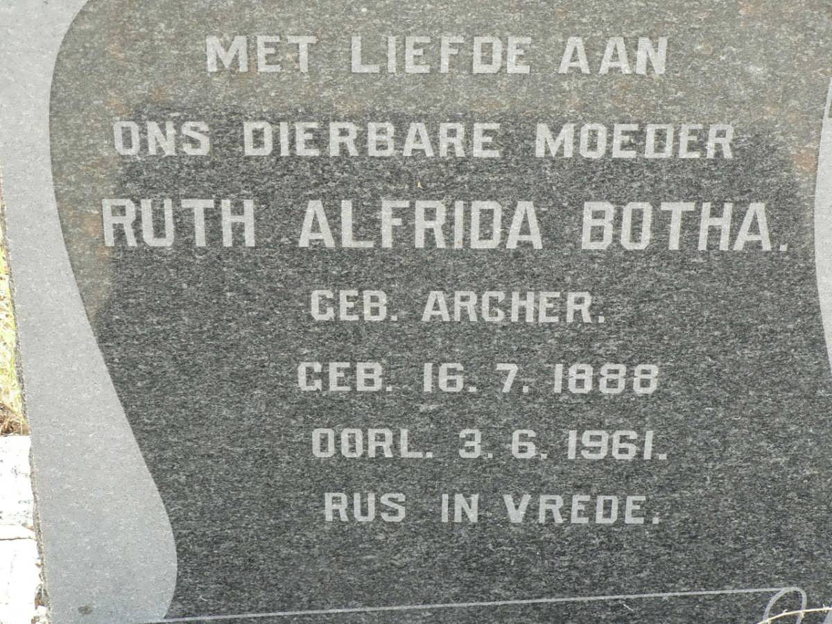 BOTHA Rudolph Phillippus 1881-1948 &amp; Ruth Alfrida ARCHER 1888-1961