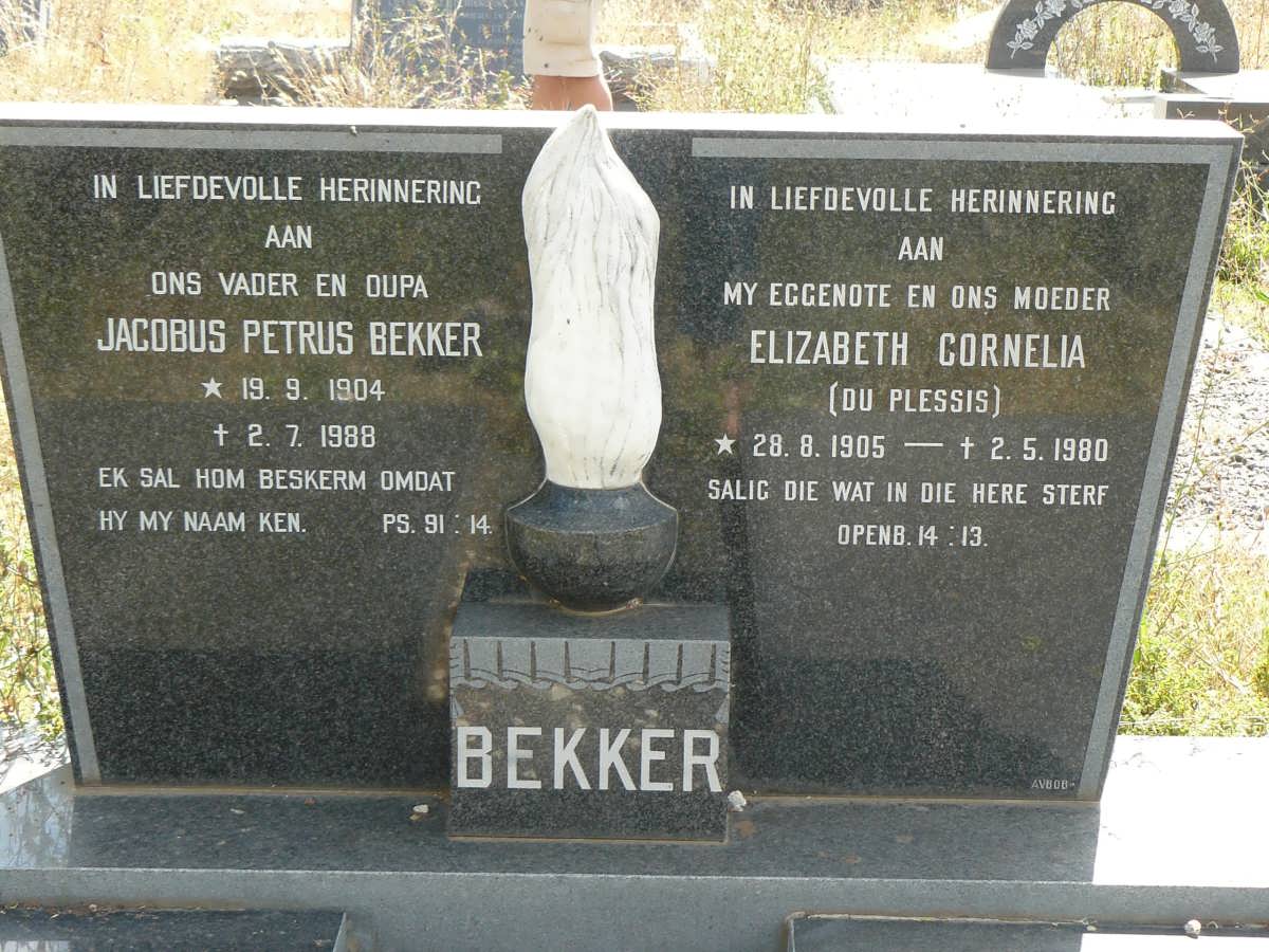 BEKKER Jacobus Petrus 1904-1988 &amp; Elizabeth Cornelia du PLESSIS 1905-1980