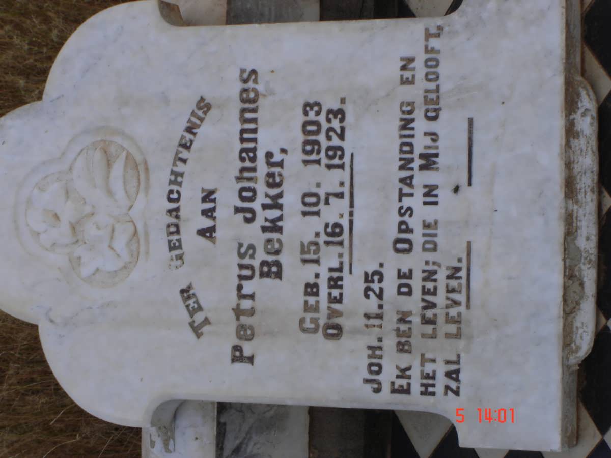 BEKKER Petrus Johannes 1903-1923
