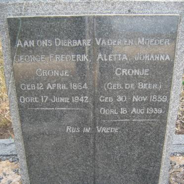 CRONJE George Frederik 1864-1942 &amp; Aletta Johanna de BEER 1859-1939