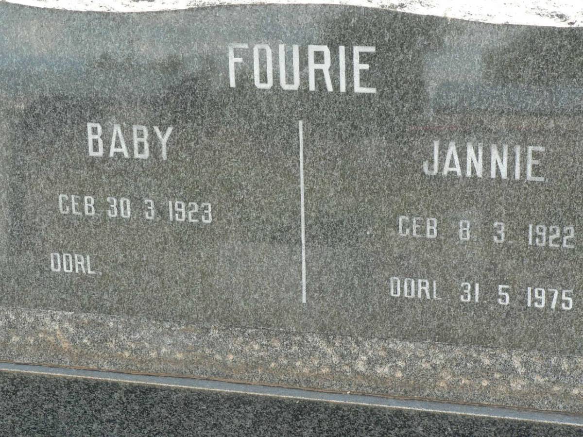 FOURIE Jannie 1922-1975 &amp; Baby 1923-