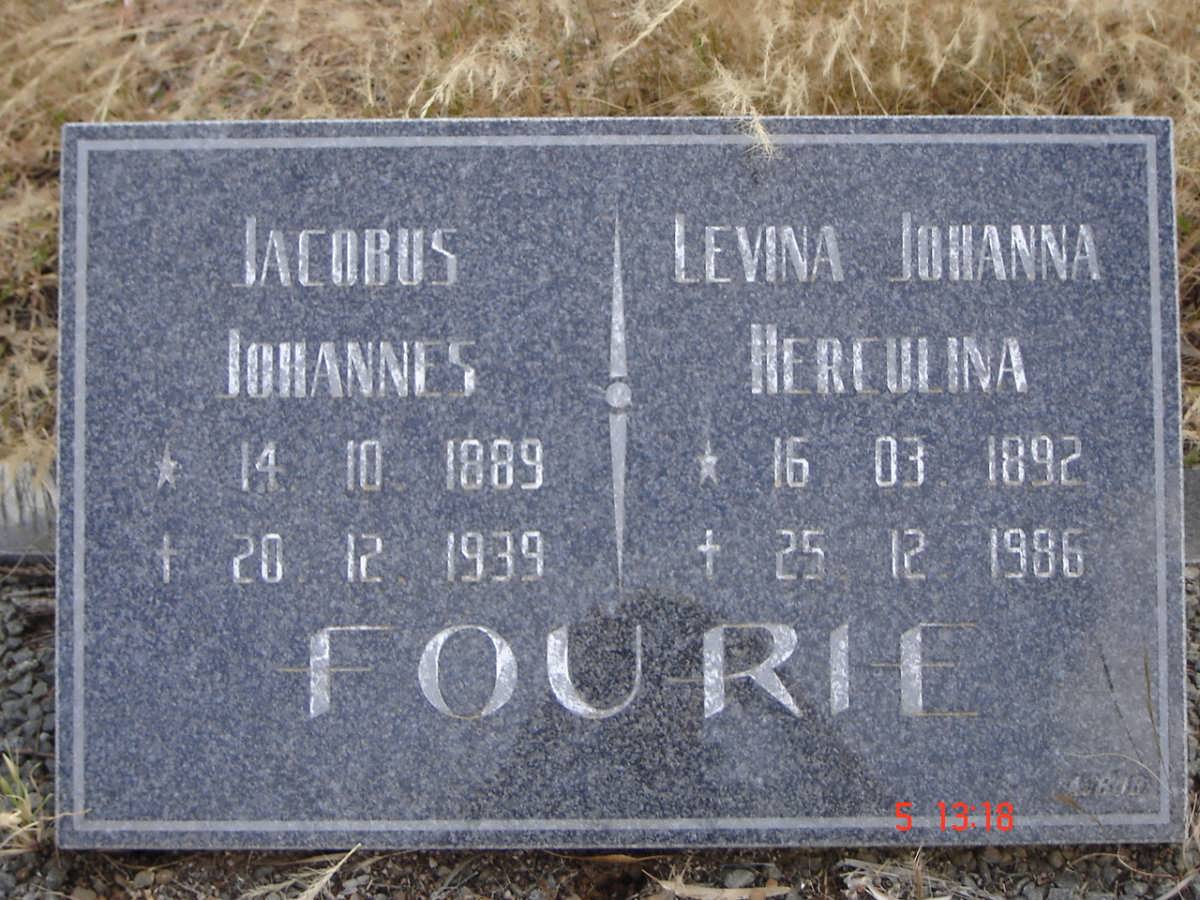 FOURIE Jacobus Johannes 1889-1939 &amp; Levina Johanna Herculina 1892-1986