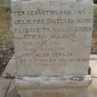 HEERDEN Elizabeth A., van nee van den BERG 1905-1939