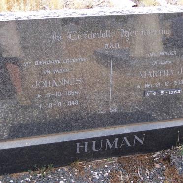 HUMAN Johannes 1894-1948 &amp; Martha J. NEL 1909-1989