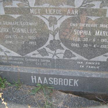 HAASBROEK Dirk Cornelius 1892-1952 &amp; Sophia Maria 1907-1983