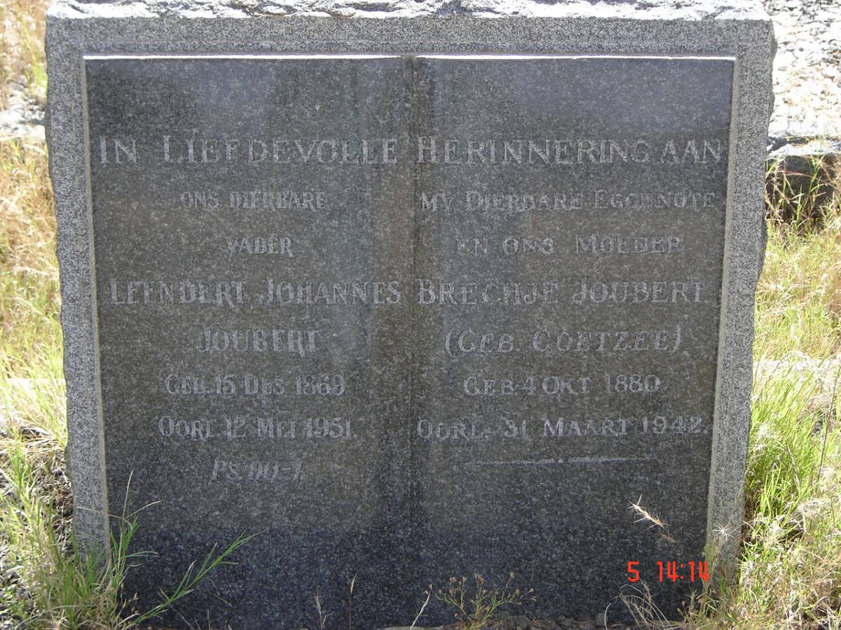 JOUBERT Leendert Johannes 1869-1951 &amp; Brechje COETZEE 1880-1942