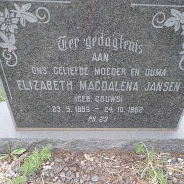 JANSEN Elizabeth Magdalena nee GOUWS 1889-1962