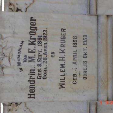 KRUGER Willem H. 1858-1930 &amp; Hendrina M.E. 1861-1923