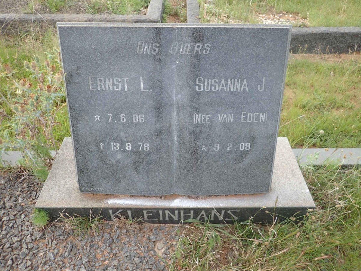 KLEINHANS Ernst L. 1906-1978 &amp; Susanna J. VAN EDEN 1909-