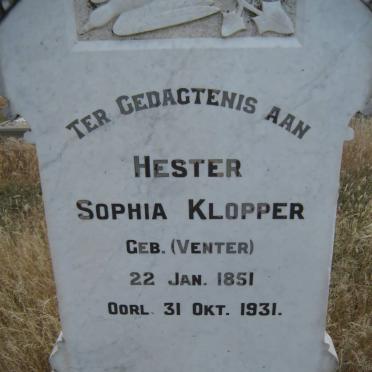 KLOPPER Hester Sophia nee VENTER 1851-1931