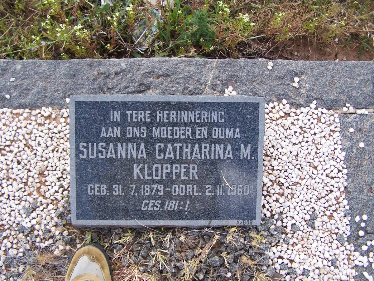 KLOPPER Susanna Catharina M. 1879-1960