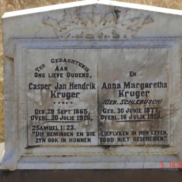 KRUGER Casper Jan Hendrik 1865-1919 &amp; Anna Margaretha SCHLEBUSCH 1877-1919