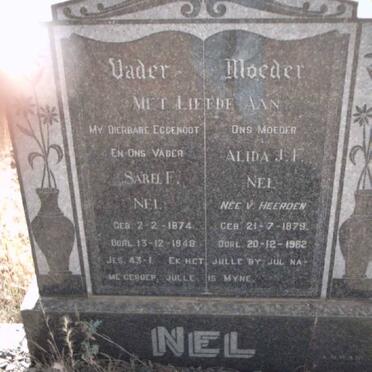 NEL Sarel F. 1874-1948 &amp; Alida J.F. van HEERDEN 1879-1982 