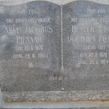 PIENAAR Abel Jacobus 1876-1963 &amp; Hester Aletta Dorathea du TOIT 1878-1954