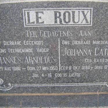 ROUX Johannes Arnoldus, le 1886-1950 &amp; Johanna Catharina BASSON 1886-1969